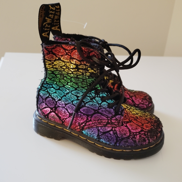 Dr. Martens Kids Rainbow Glitter Boots - Picture 1 of 5